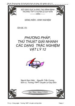 Đề tài Phương pháp, thủ thuật giải nhanh các dạng trắc nghiệm Vật lý 12