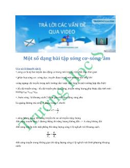 Một số dạng bài tập sóng cơ, sóng âm