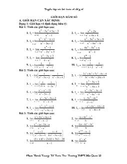 Tuyển tập các bài toán về dãy số - Giới hạn hàm số