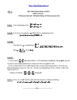 15 đề thi học sinh giỏi môn Toán 11