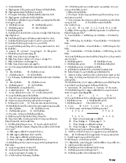 600 câu hỏi trắc nghiệm môn Sinh học 12