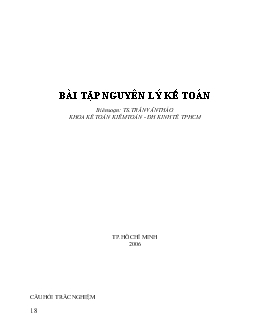 Bài tập trắc nghiệm nguyên lý kế toán