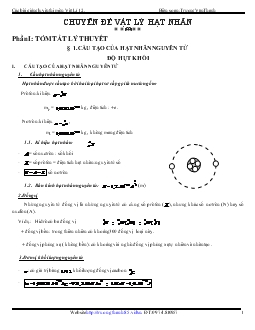 Các bài giảng luyện thi môn Vật lí 12 - Vật lý hạt nhân