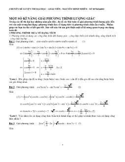 Chuyên đề Luyện thi Đại học - Một số kĩ năng giải phương trình lượng giác