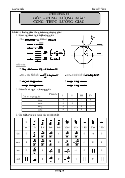 Đại số 10 - Chương 6: Góc - Cung lượng giác, công thức lượng giác