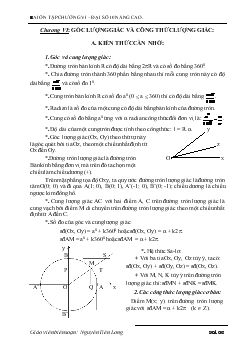 Đại số 10 - Chương 6: Góc lượng giác và công thức lượng giác