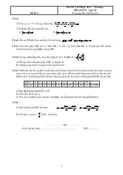 Đề ôn tập Toán 10 - Học kì 2