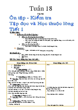 Giáo án lớp 3 môn tập đọc: Ôn tập, kiểm tra tập đọc và học thuộc lòng