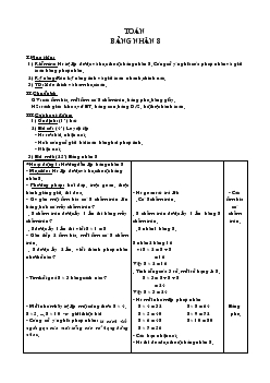 Giáo án lớp 3 môn toán: Bảng nhân 8