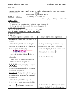 Giáo án lớp 5 môn toán: Ôn tập và bổ sung về phân số giải toán liên quan đến tỉ lệ bảng đơn vị đo diện tích - Nguyễn Thị Trần Bích Ngọc