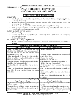 Giáo án Vật lí 11 Nâng cao - Học kỳ I