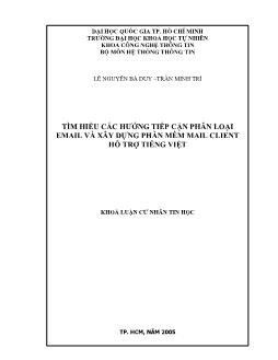 Khóa luận Tìm hiểu các hướng tiếp cận phân loại Email và xây dựng phần mềm Mail Client hỗ trợ tiếng Việt