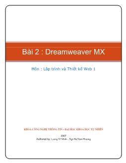 Lập trình và thiết kế web 1 - Bài 2: Dreamweaver MX