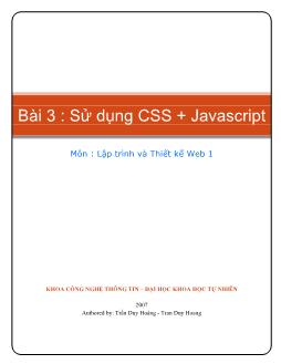 Lập trình và thiết kế web 1 - Bài 3: Sử dụng CSS + Javascript