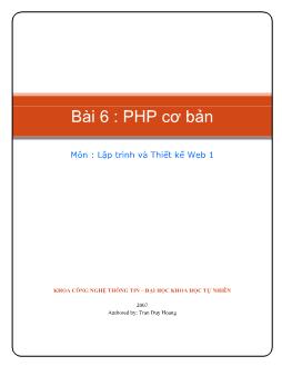 Lập trình và thiết kế web 1 - Bài 6: PHP cơ bản
