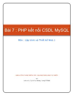 Lập trình và thiết kế web 1 - Bài 7: PHP kết nối CSDL MySQL