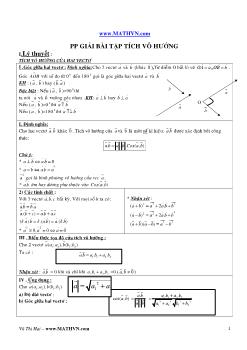 Phương pháp giải bài tập Tích vô hướng