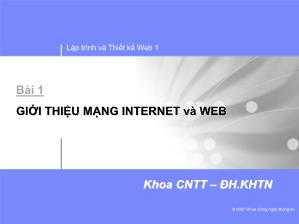 Thiết kế và lập trình web 1 - Bài 1: Giới thiệu mạng Internet và Web