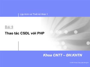 Thiết kế và lập trình web 1 - Bài 9: Thao tác CSDL với PHP