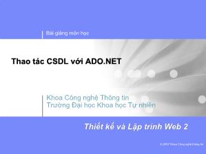Thiết kế và lập trình web 1 - Thao tác CSDL với ADO.NET
