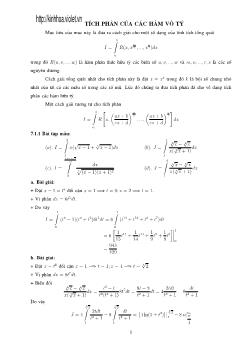 Tích phân của các hàm vô tỷ