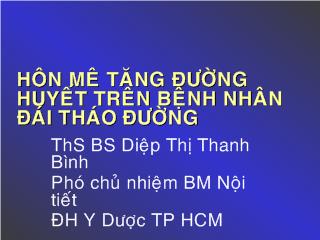 Bài giảng Hôn mê tăng đường huyết trên bệnh nhân đái tháo đường