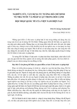 Đề tài Nghiên cứu, vận dụng tư tưởng Hồ Chí Minh vềnhà nước và pháp luật trong bối cảnh hội nhập quốc tế của Việt Nam hiện nay