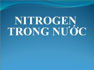 Đề tài Nitrogen trong nước