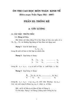 Ôn thi cao học môn toán kinh tế phần 3: Thống kê