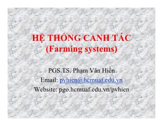 Bài giảng Hệthống canh tác (farming systems)