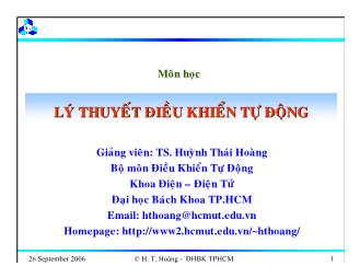 Bài giảng Lý thuyết điều khiển tự động - Huỳnh Thái Hoàng