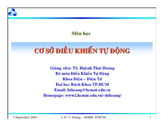 Bài giảng Tìm hiểu cơ sở điều khiển tự động