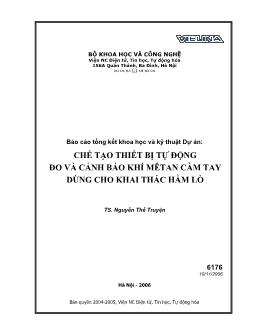 Báo cáo Chế tạo thiết bị tự động đo và cảnh báo khí mêtan cầm tay dùng cho khai thác hầm lò