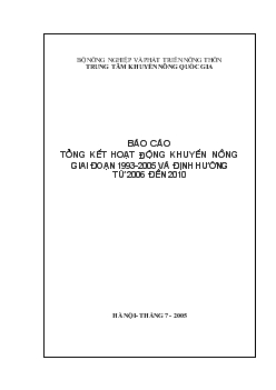 Báo cáo Tổng kết hoạt động khuyến nông giai đoạn 1993-2005 và định hướng từ 2006 đến 2010