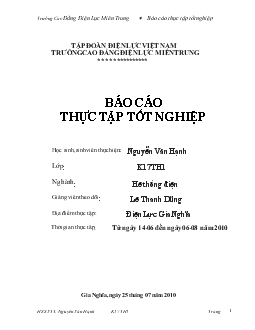 Báo cáo Tổng quan về điện lực Gia Nghĩa