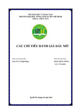 Đề tài Các chỉ tiêu đánh giá dầu mỡ