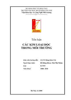 Đề tài Các kim loại độc trong môi trường