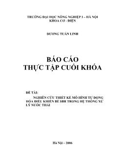 Đề tài Nghiên cứu thiết kế mô hình tự động hóa điều khiển bể sbr trong hệ thống xử lý nước thải