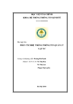 Đề tài Phân tích hệ thống thông tin quản lý vật tư