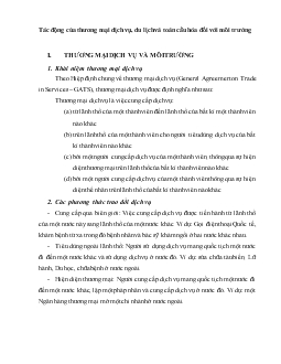 Đề tài Tác động của thương mại dịch vụ, du lịch và toàn cầu hóa đồi với môi trường