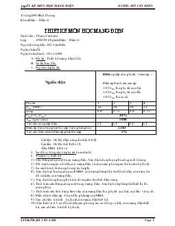 Đề tài Thiết kế môn học mạng điện