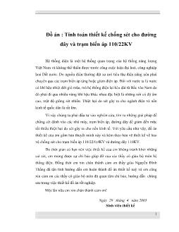 Đề tài Tính toán thiết kế chống sét cho đường dây và trạm biến áp 110/22KV