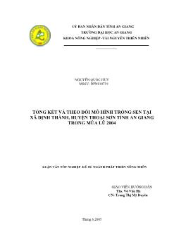 Đề tài Tổng kết và theo dõi mô hình trồng sen tại xã Định Thành, huyện Thoại Sơn tỉnh An Giang trong mùa lũ 2004