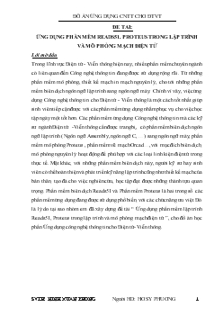 Đề tài Ứng dụng phần mềm reads51. proteus trong lập trình và mô phỏng mạch điện tử