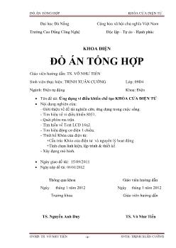 Đề tài Ứng dụng vi điều khiển chế tạo khóa cửa điện tử