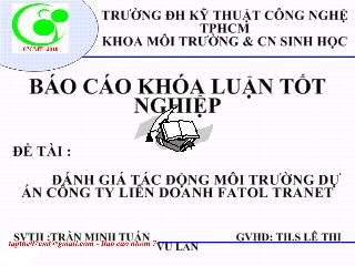 Đề tài Vấn đề đánh giá tác động môi trường dự án công ty liên doanh Fatol Tranet