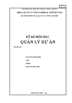 Đồ án Môn học quản lý dự án