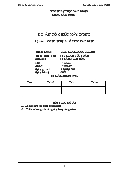 Đồ án Tổ chức thi công xây dựng