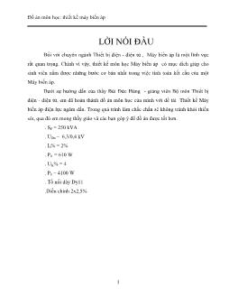 Đồ án Tổng quan về thiết kế máy biến áp