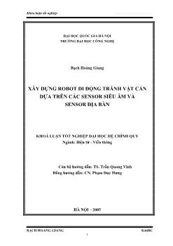 Khóa luận Xây dựng robot di động tránh vật cản dựa trên các sensor siêu âm và sensor địa bàn
